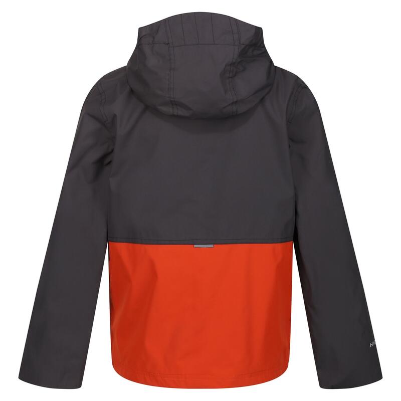 Chaqueta Impermeable Hywell Colores Sólidos para Niños/Niñas Gris Seal, Naranja