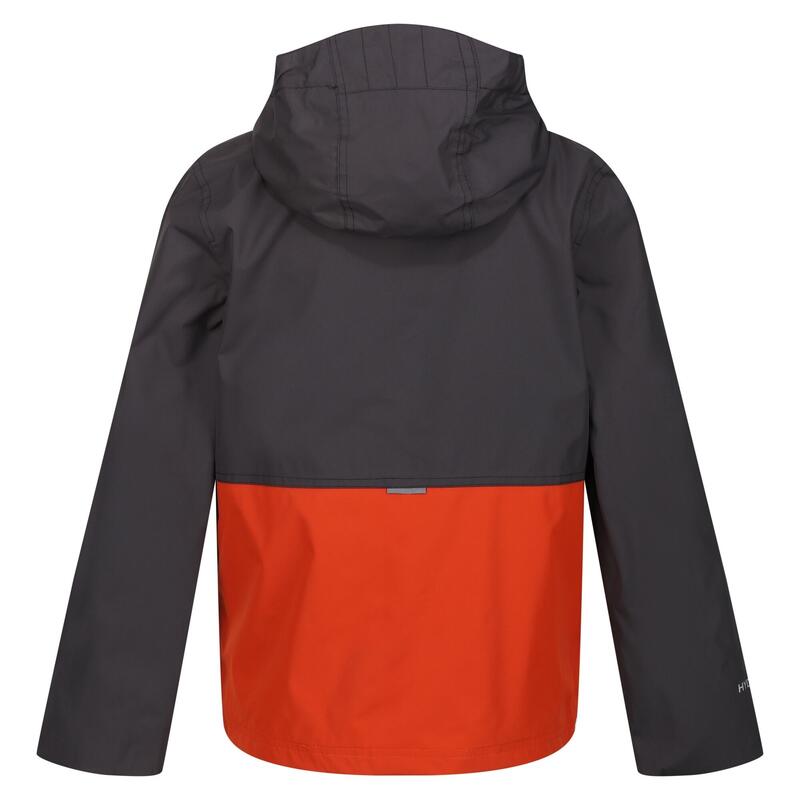 Hywell waterdichte jas in kleurblok voor kinderen/jongeren (Seal grijs/roest
