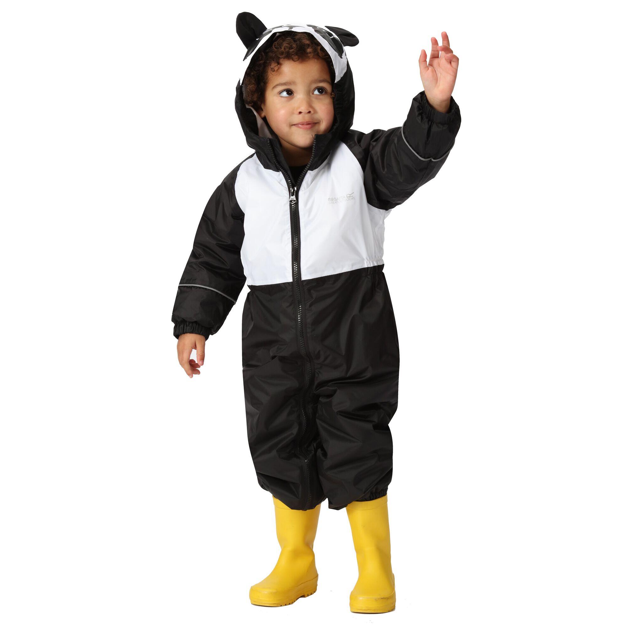 Childrens/Kids Mudplay III Panda Waterproof Puddle Suit (Black/White) 3/4