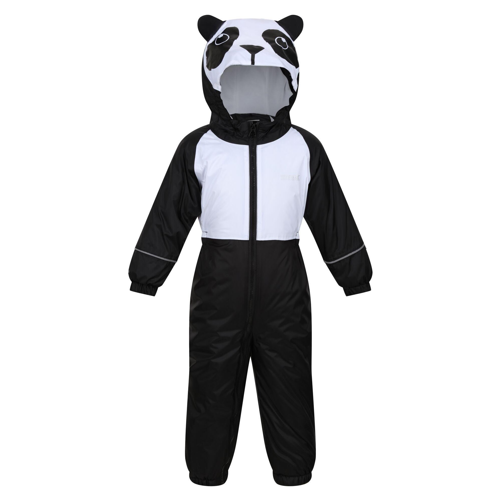 REGATTA Childrens/Kids Mudplay III Panda Waterproof Puddle Suit (Black/White)