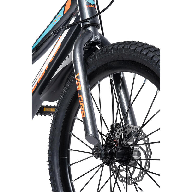 Bicicleta Copii 7-10 ani Velors V20345A 20&quot;, Gri/Portocaliu