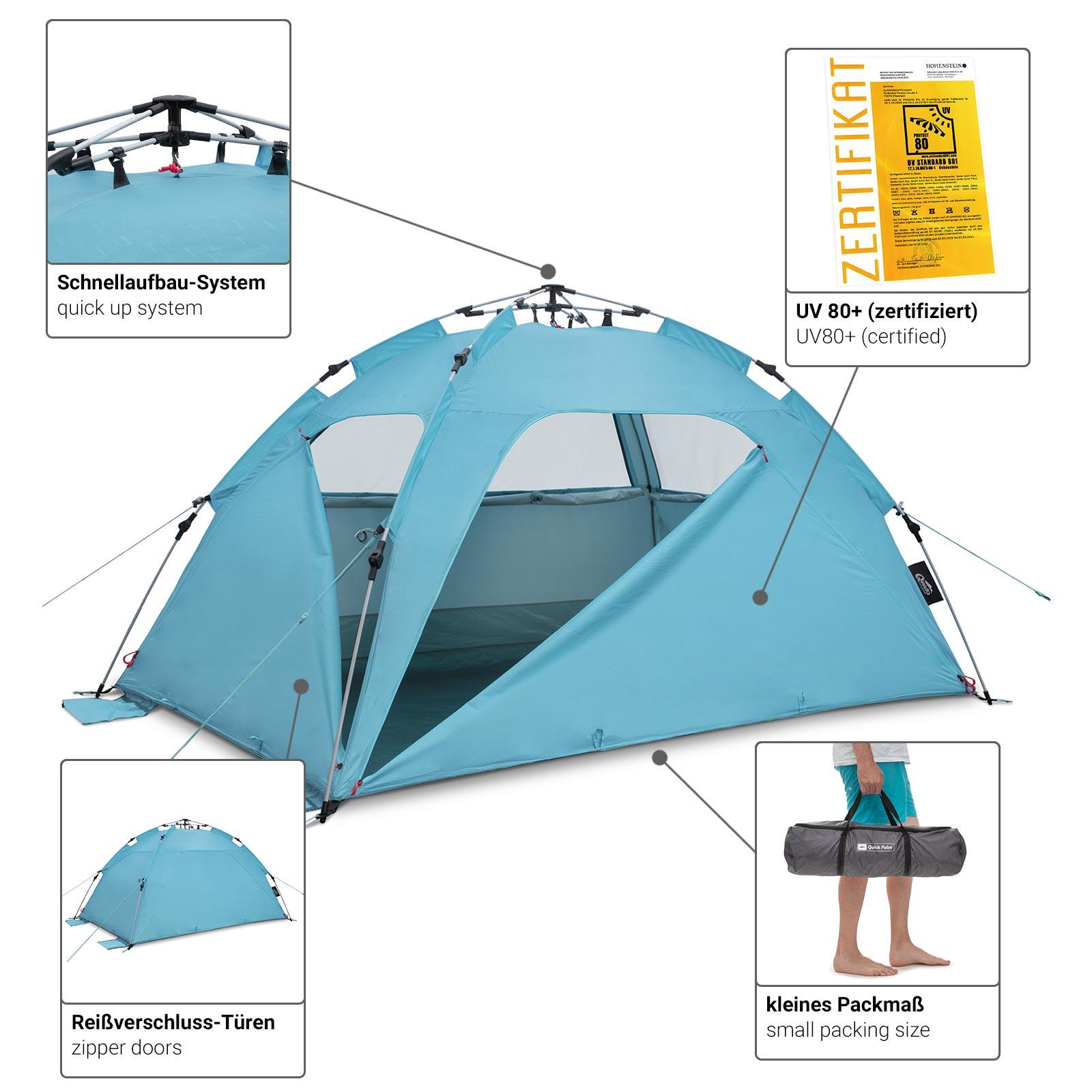 Tente de plage - Montage rapide - Protection solaire UV80 - Quick Palm oceanblue 3/8