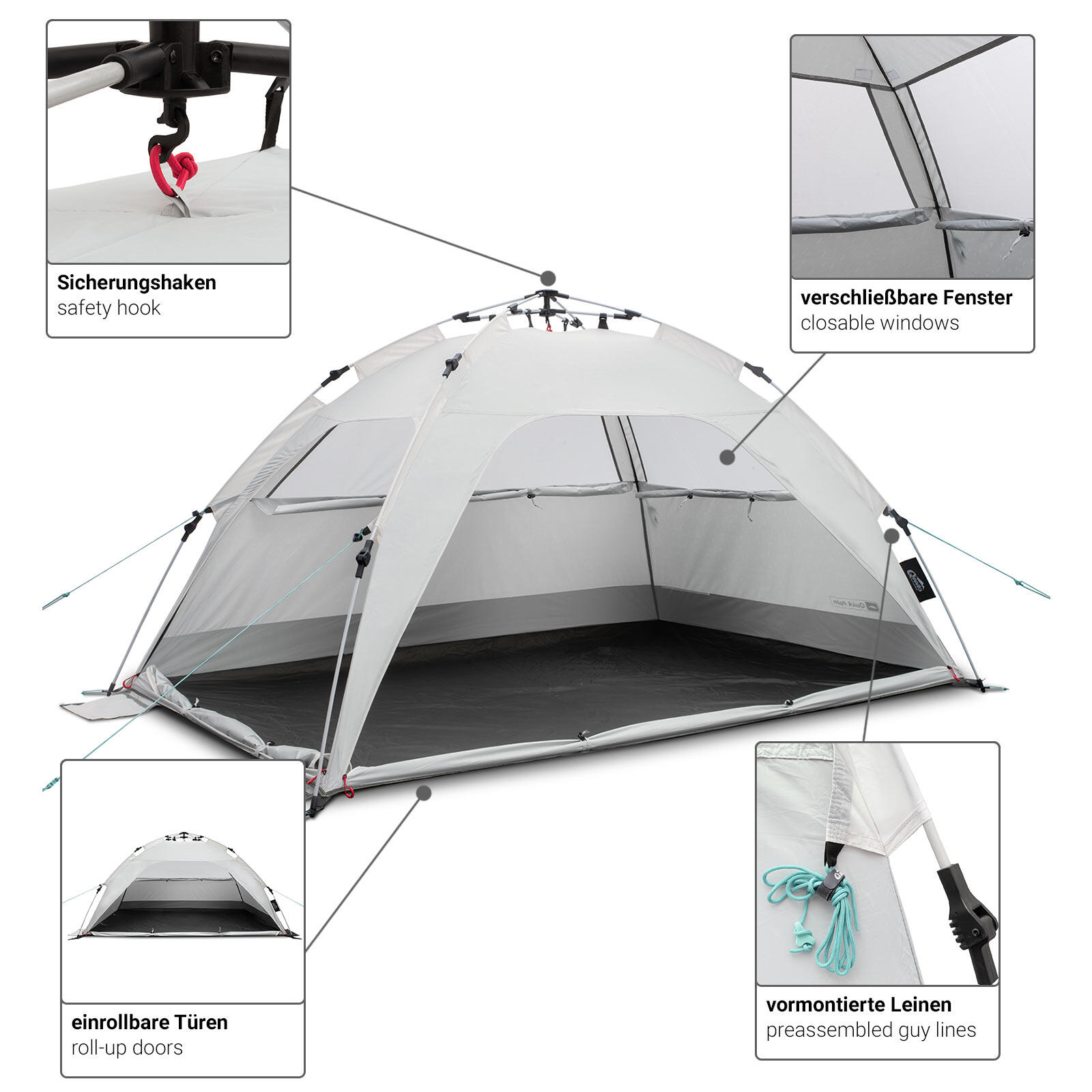 Tente de plage - Montage rapide - Protection solaire UV80 - Quick Palm sandgrey 5/8