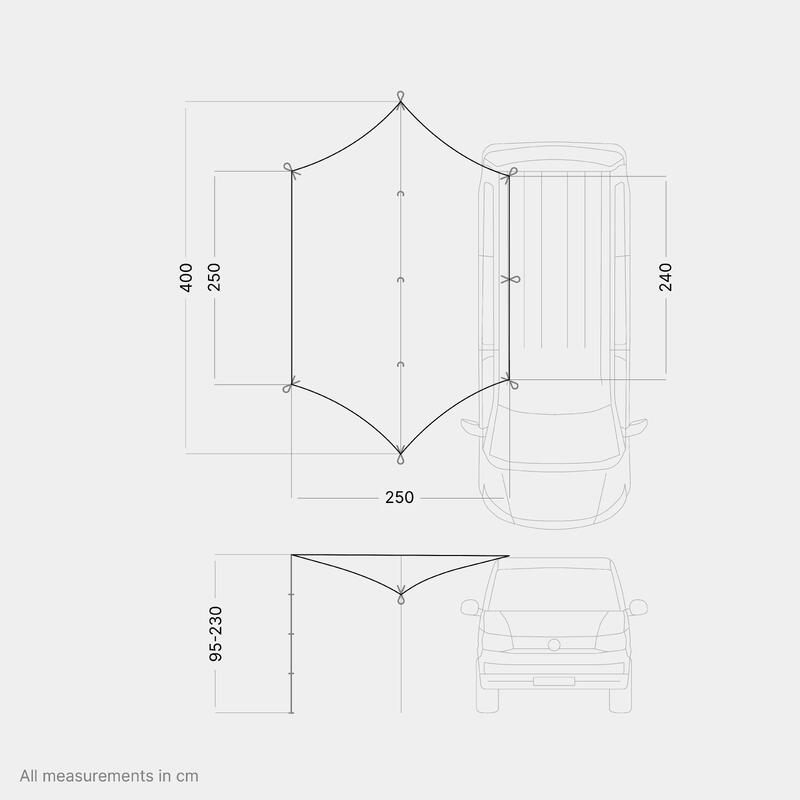 Auvent de bus et de voiture Camping avec protection UV80 - Motor Tarp Universal