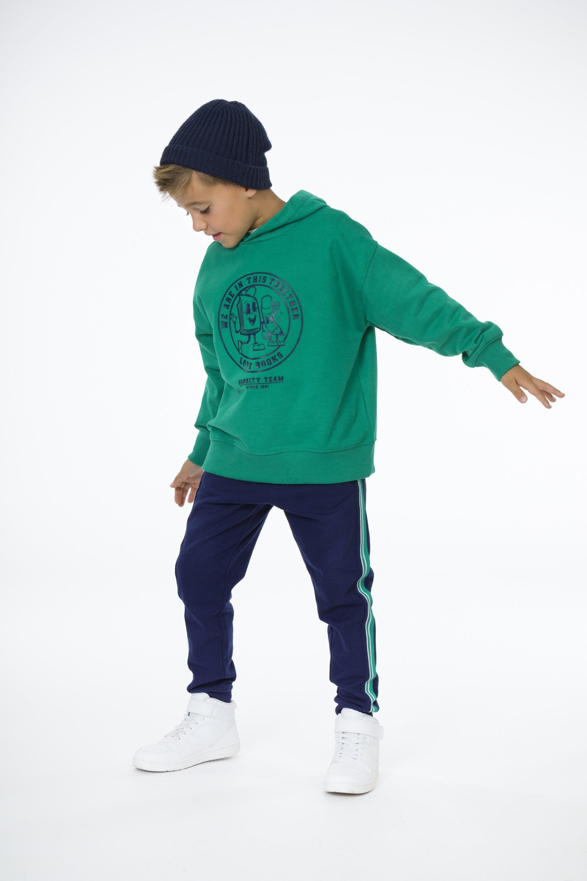 Sudadera cerrada de niño verde 3/5