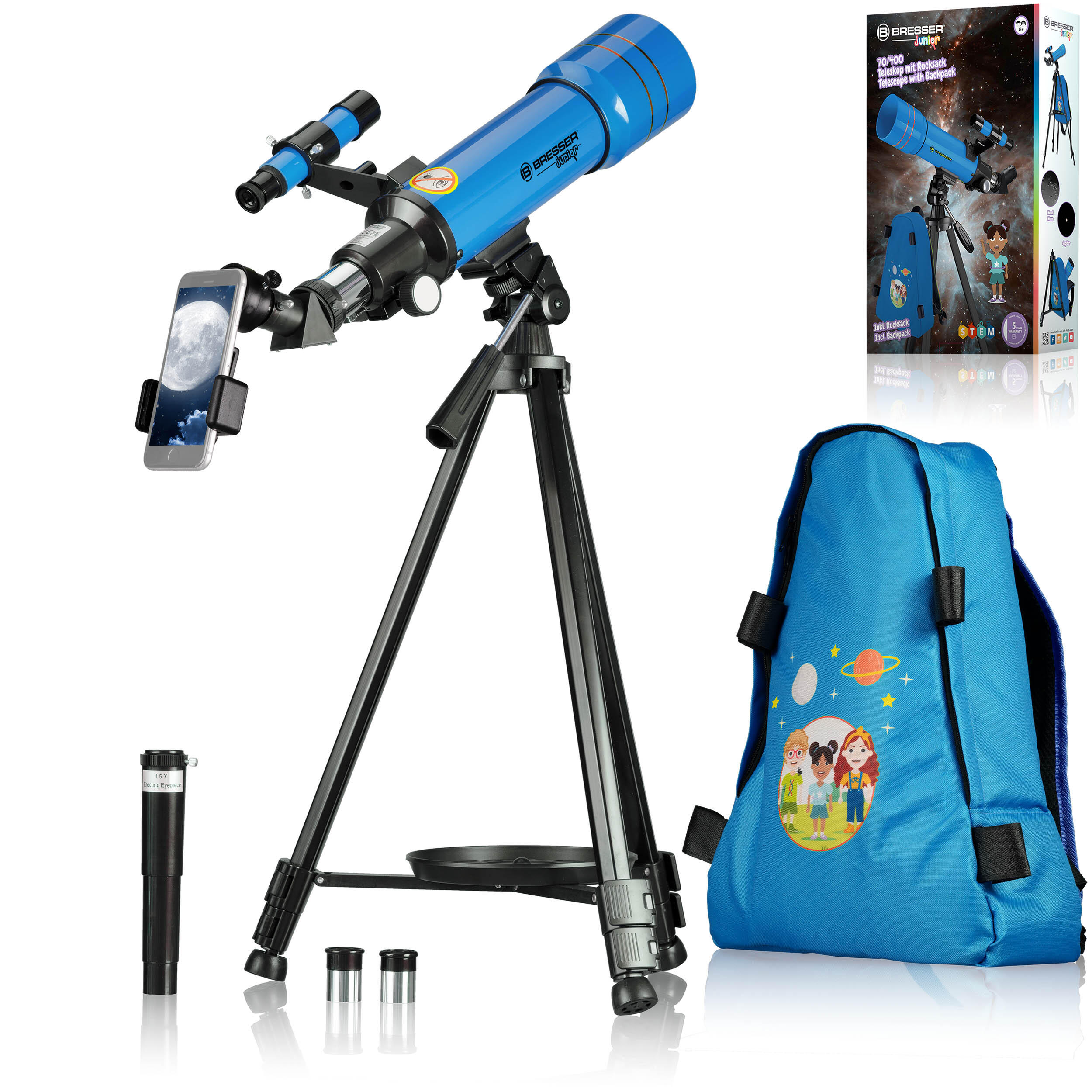 BRESSER Telescopio rifrattore 70/400  BRESSER JUNIOR con zaino blu