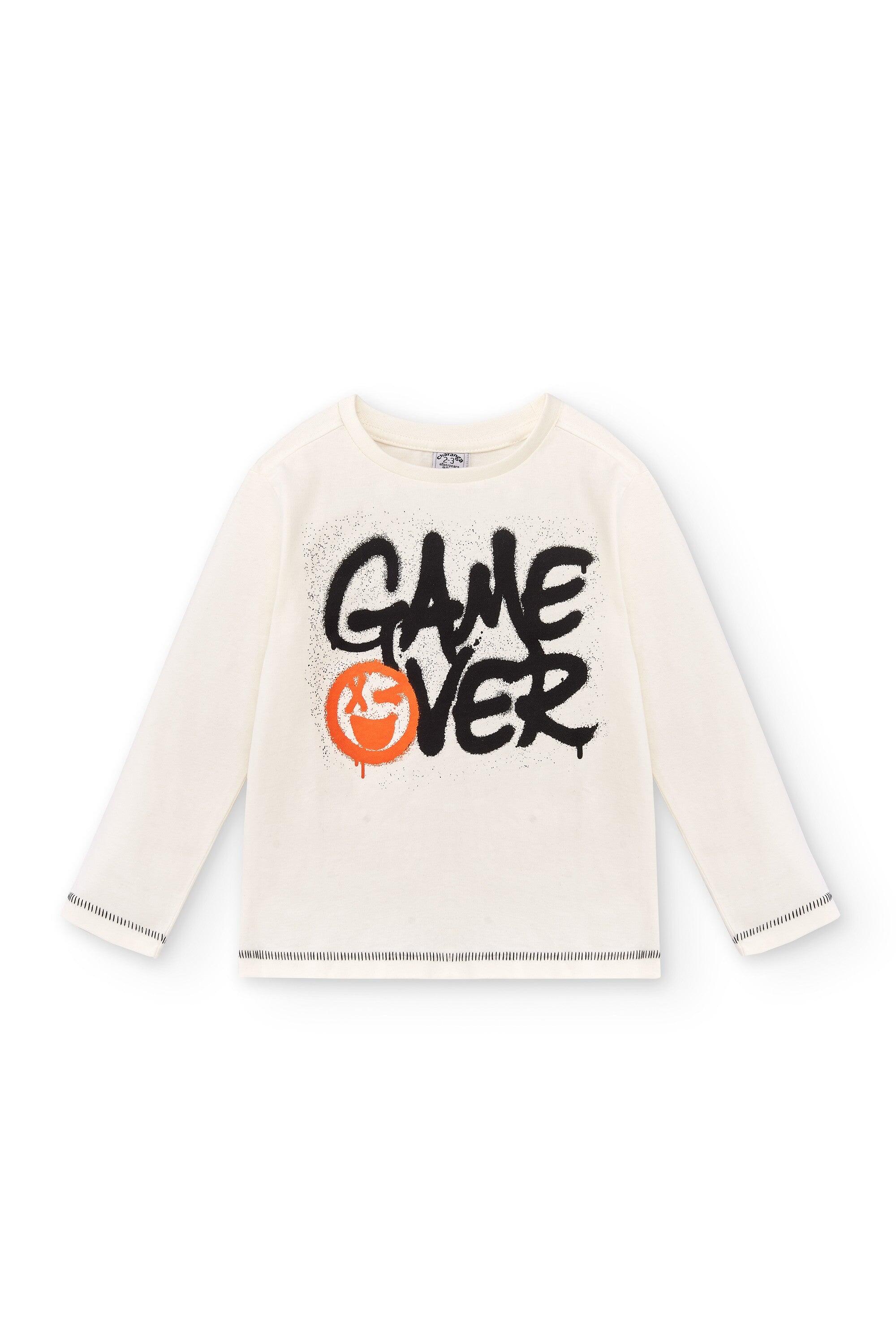 Camiseta manga larga de niño color crudo Game Over 4/5