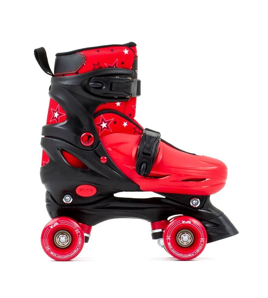 SFR Nebula Black/Red Adjustable Kids Quad Roller Skates