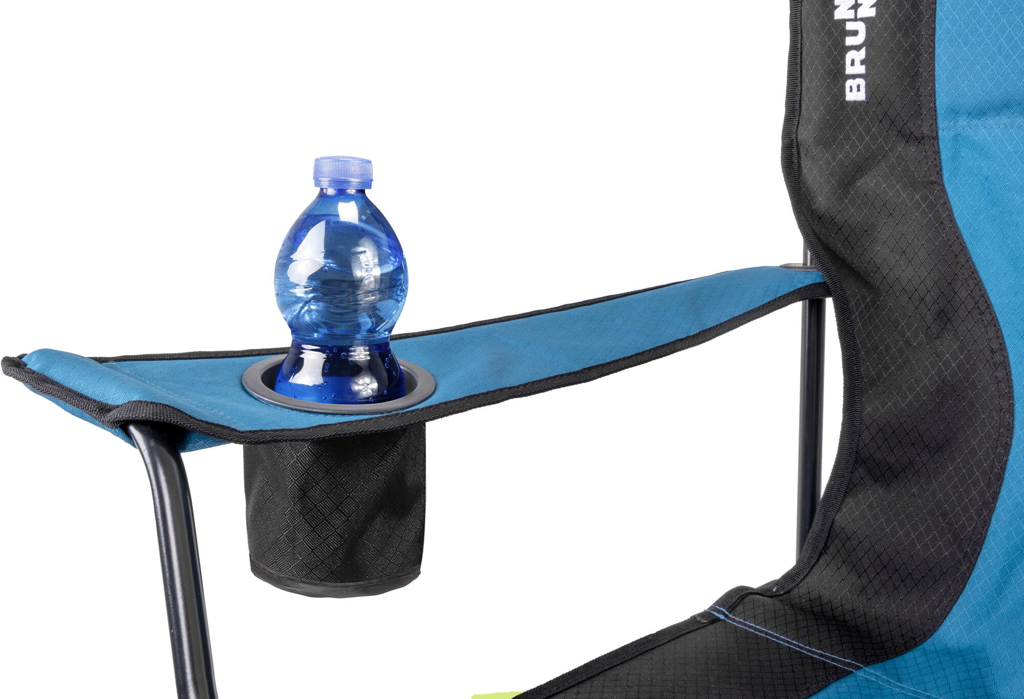 Brunner silla plegable camping action armchair equiframe azul y negro 3/4