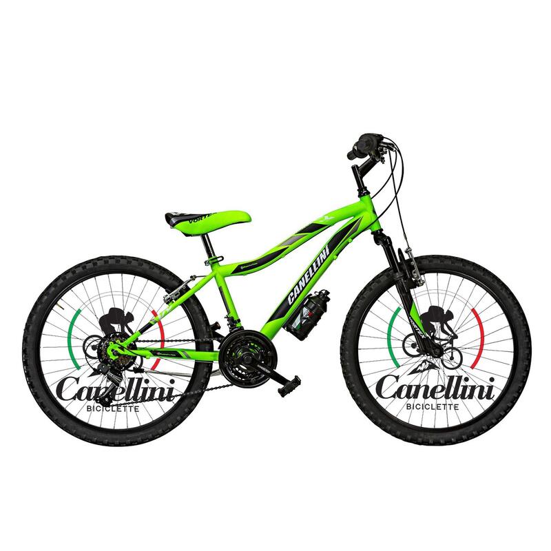 Vélo Enfant VTT Canellini VORTEX 24" 18V - Vert/Noir