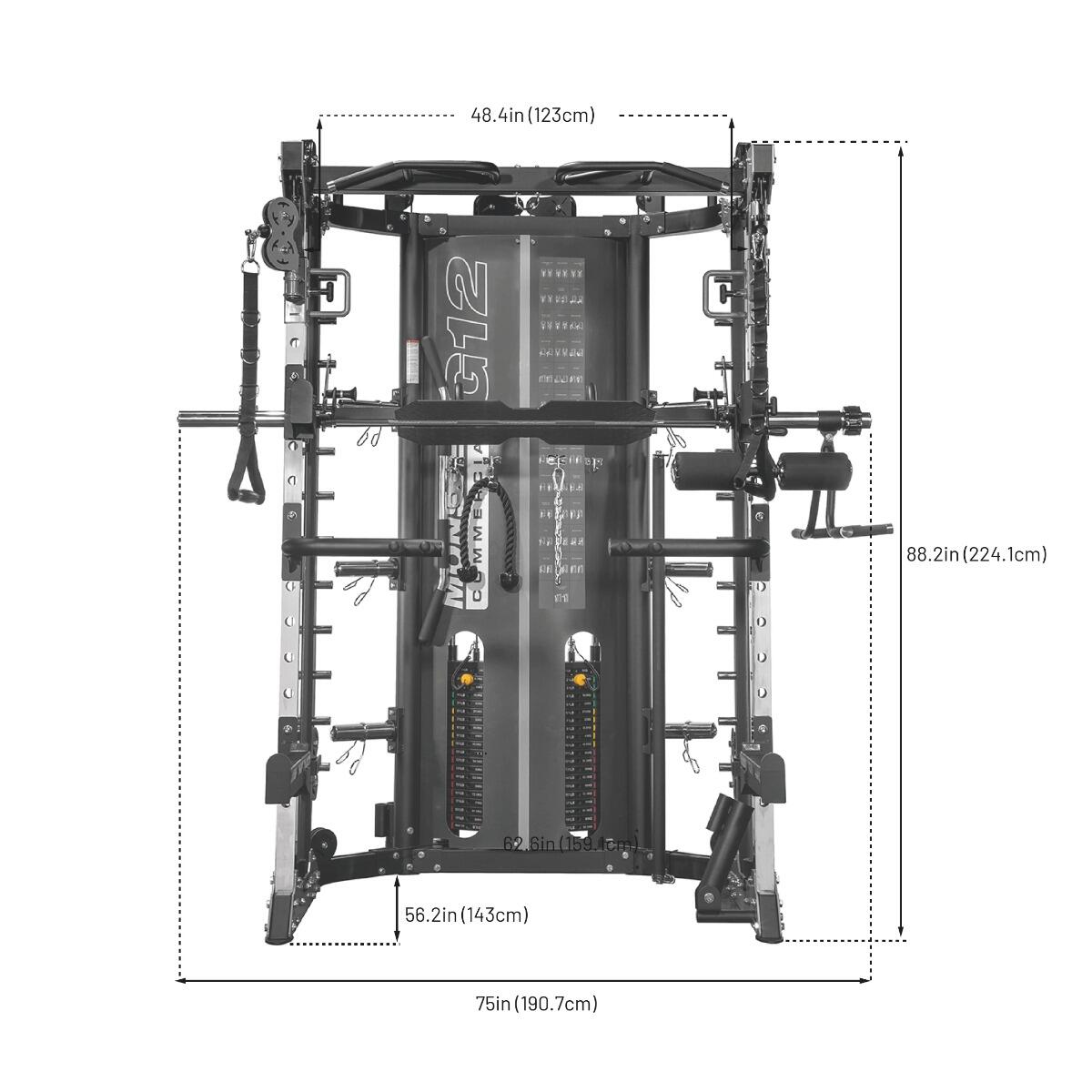G12™ All-In-One Trainer - Doble Polea (2 x 90.5 kg), Máquina Smith, Rack y 5/7