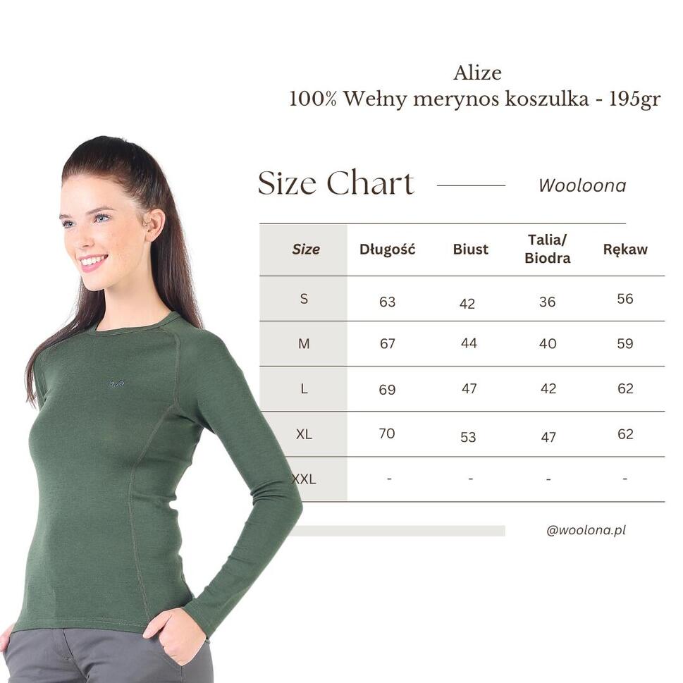 Koszulka termoaktywna damska Woolona Alize 100% Merino