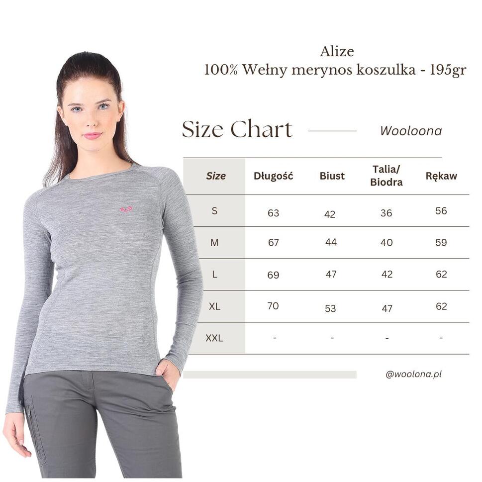 Koszulka termoaktywna damska Woolona Alize 100% Merino