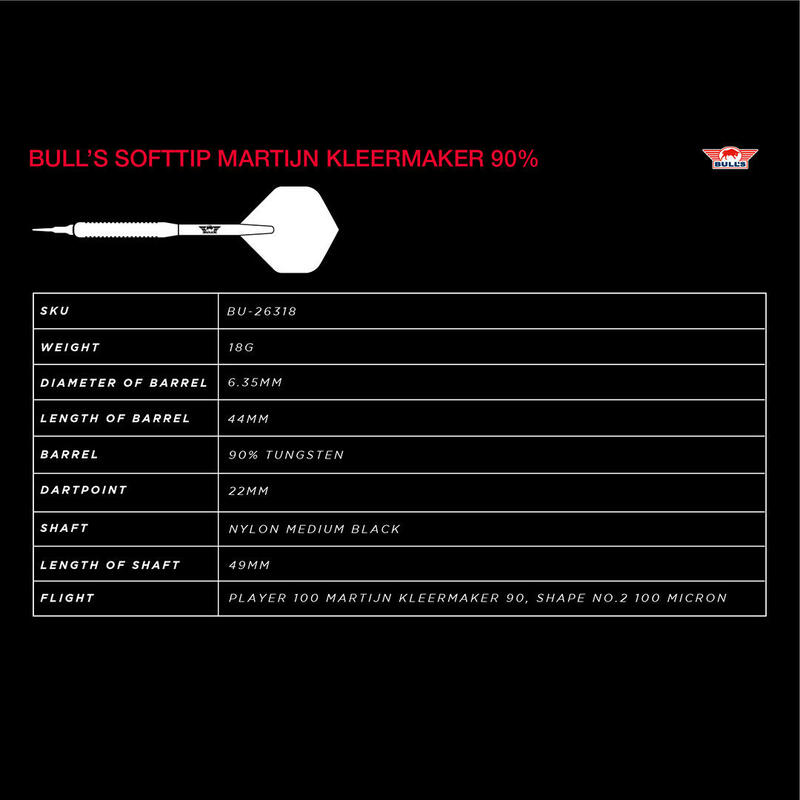 Bull's Softtip Martijn Kleermaker 90% 18 gram