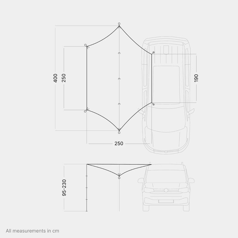 Auto-Vorzelt Motor Tarp Car Camping Sonnensegel mit UV-Schutz (UV80)