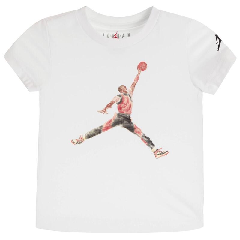 T-shirt ragazzo jordan watercolor jumpman - bianco