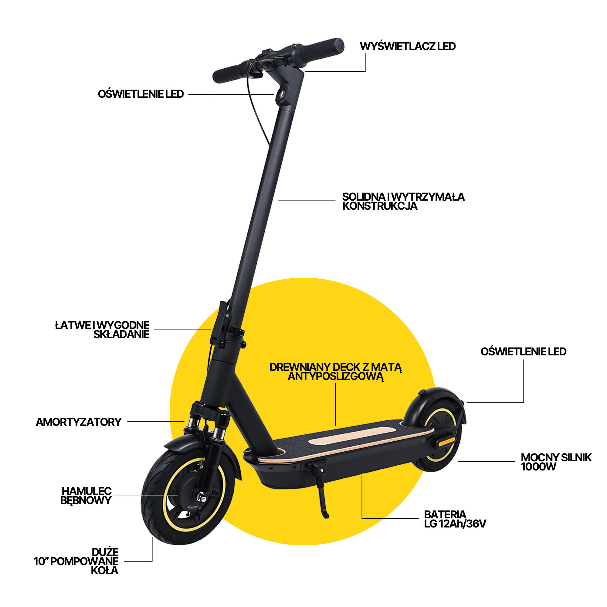 Hulajnoga elektryczna XRIDER M10 Aplikacja KERS 1000W PEAK bateria LG 2/7