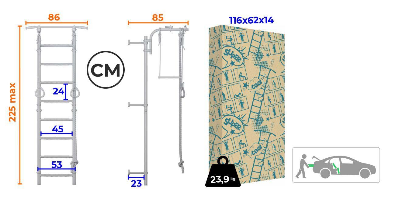 Barra di arrampicata Jeflex ClimbMaxx M2 a parete 7/7