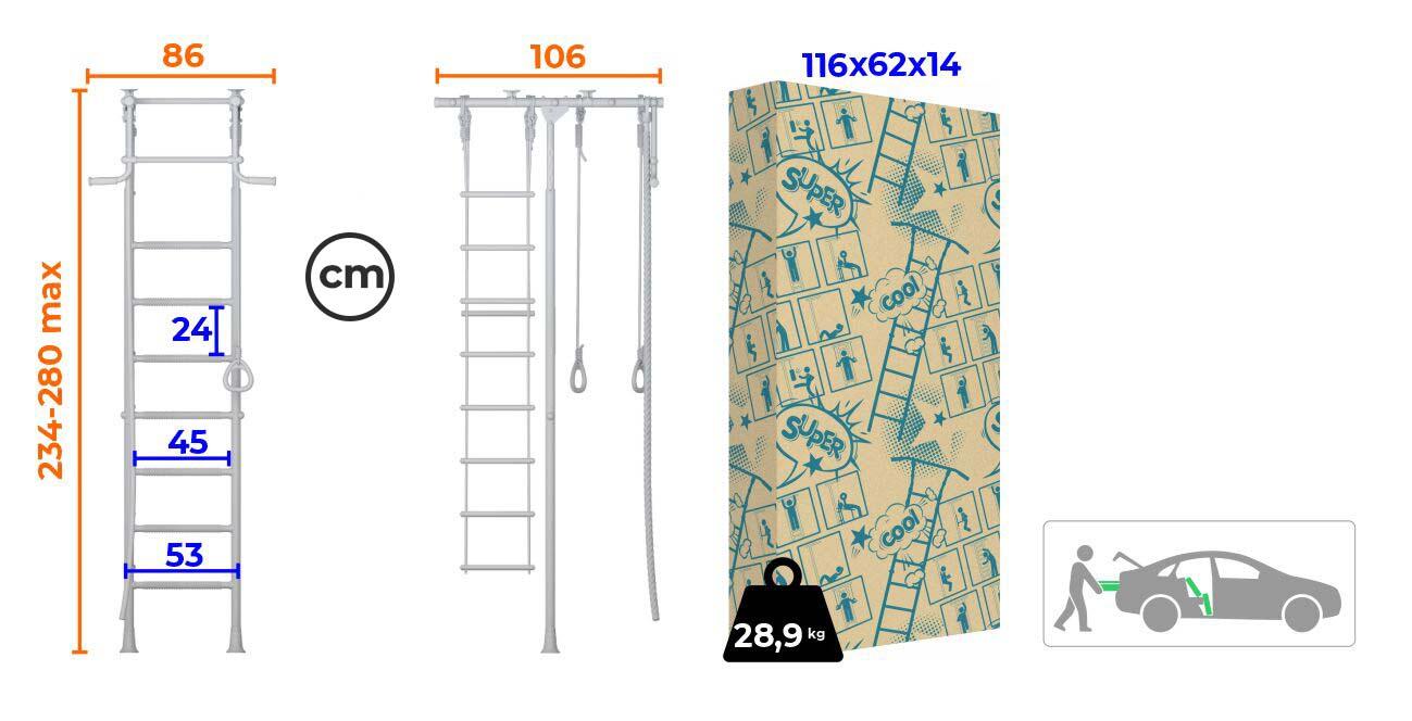 Parede de escalada Jeflex ClimbMaxx M1 para quarto de crianças independente 4/5