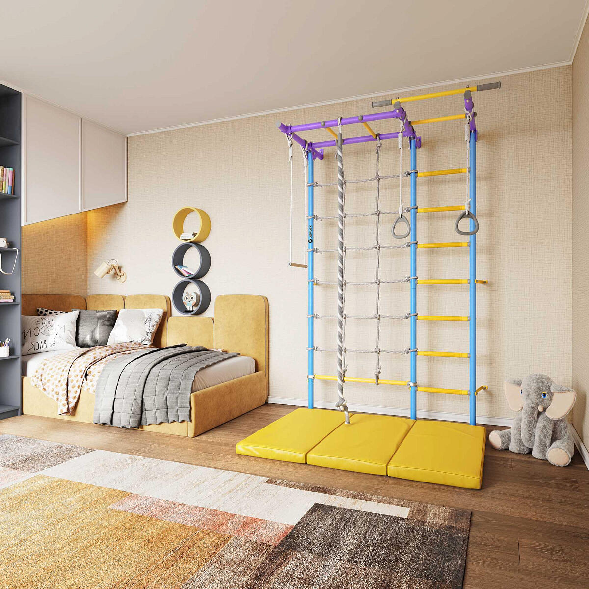Estrutura de escalada Jeflex ClimbMaxx M4 montagem na parede com acessórios 2/7