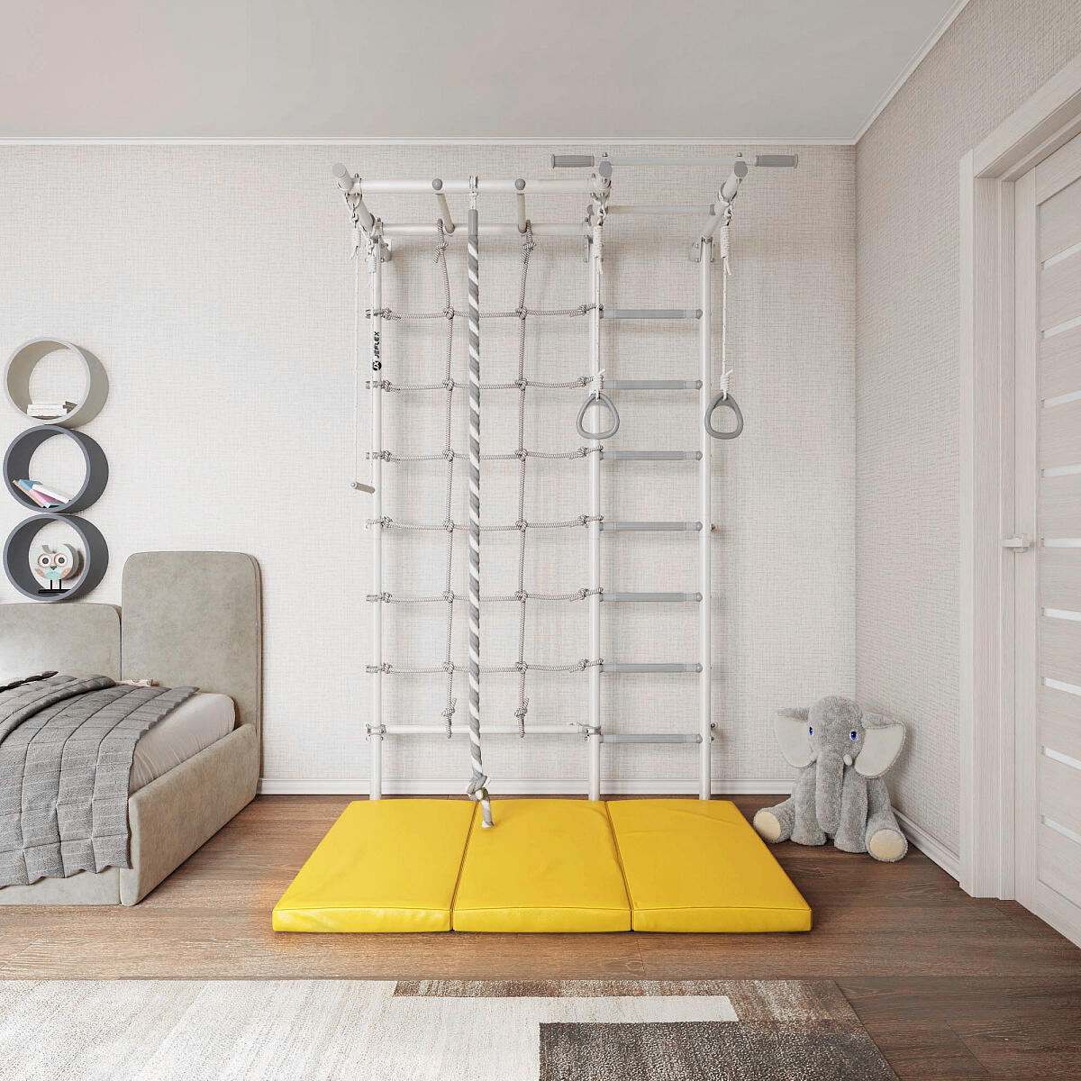 Estrutura de escalada jeflex climbmaxx m4 montagem na parede com acessórios