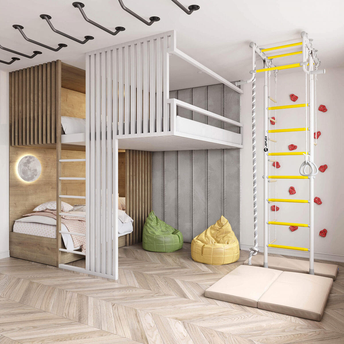 Mur d'escalade Jeflex ClimbMaxx M1 pour chambre d'enfant autoportant 2/7
