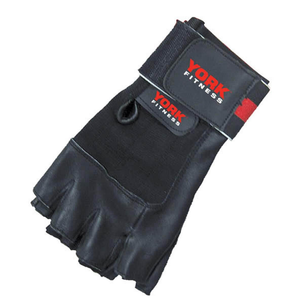 York Fitness Leather Weight Lifting Gloves with Wrist Wrap 1/3