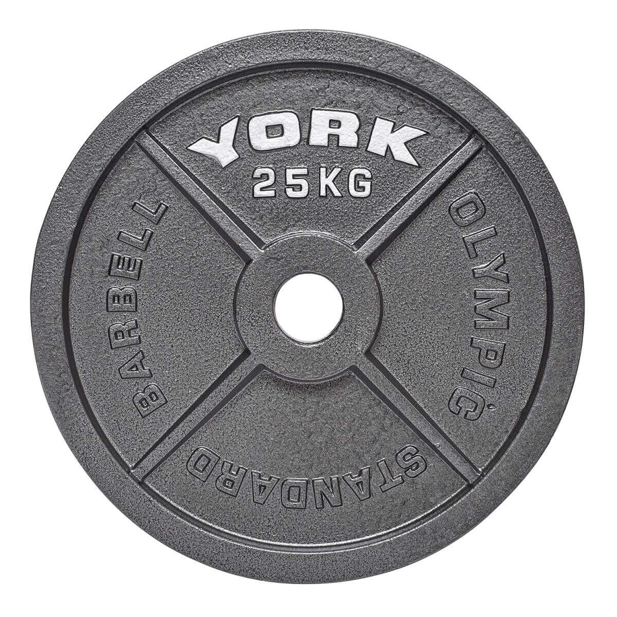 York 1 x 25kg Olympic Hammertone Cast Iron Weight Plate 1/3