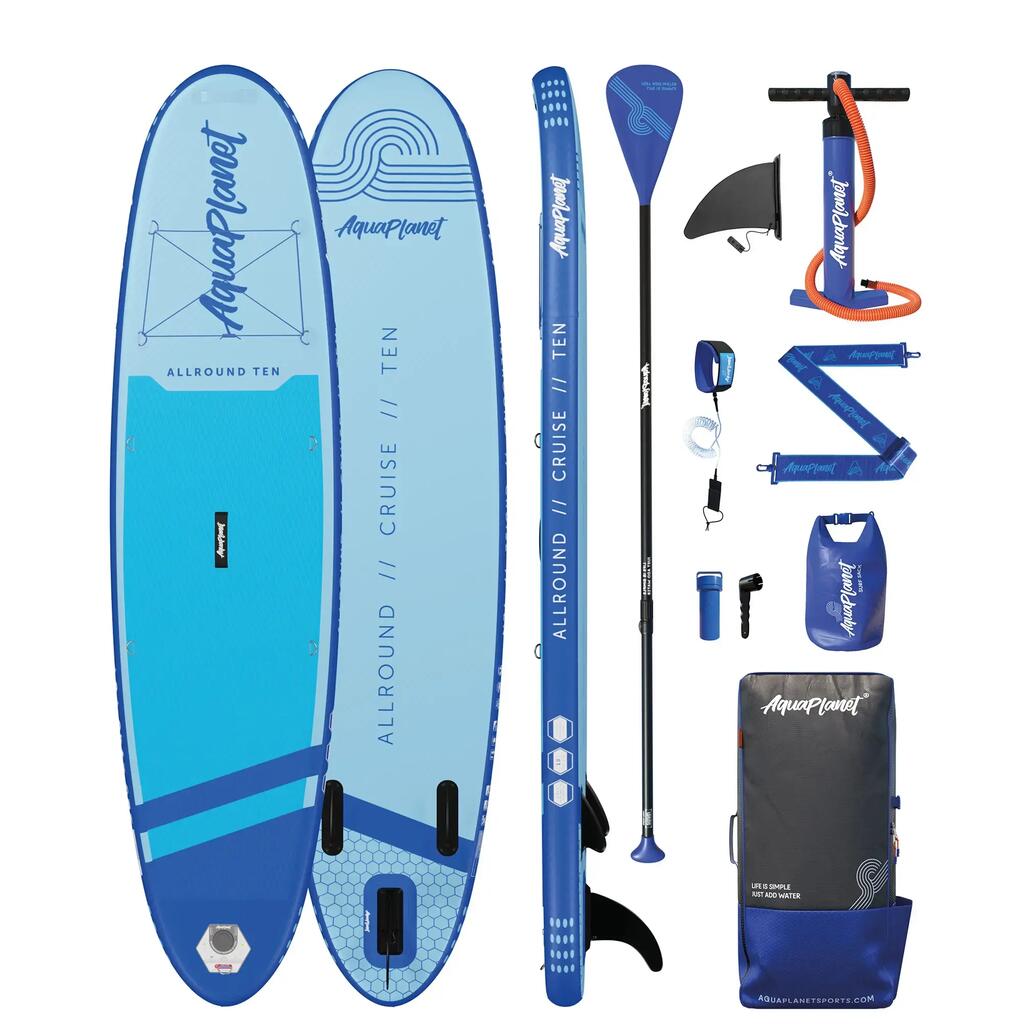 Aquaplanet ALLROUND TEN 10’ Inflatable Paddle Board Package - Blue