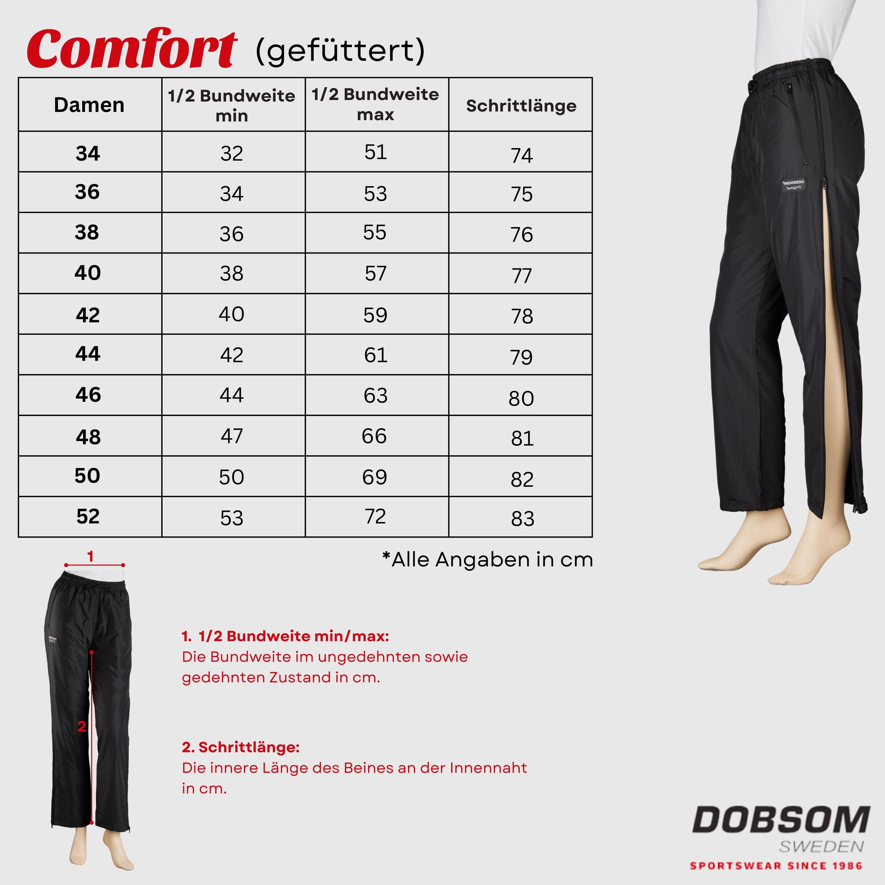 Dobsom Reha-Hose Damen Comfort gefüttert I Winter Sporthose Trainingshose 5/6