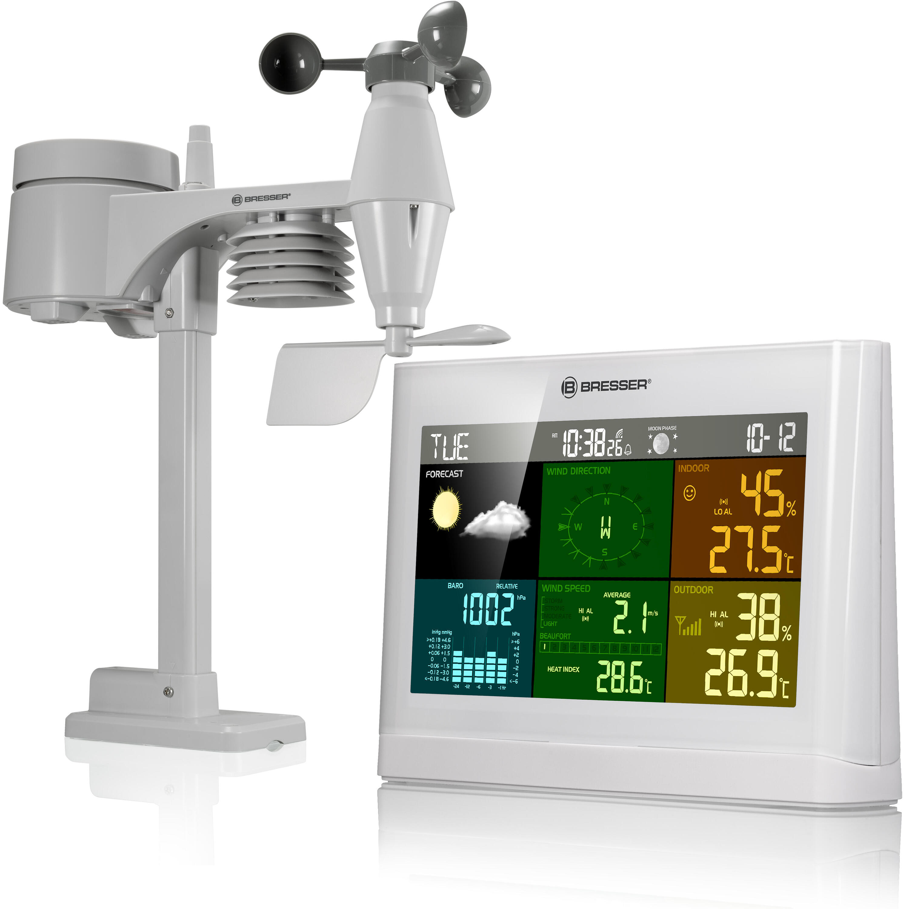 BRESSER Centro meteorológico 5 en 1 Comfort con Pantalla a Color BRESSER - blanco