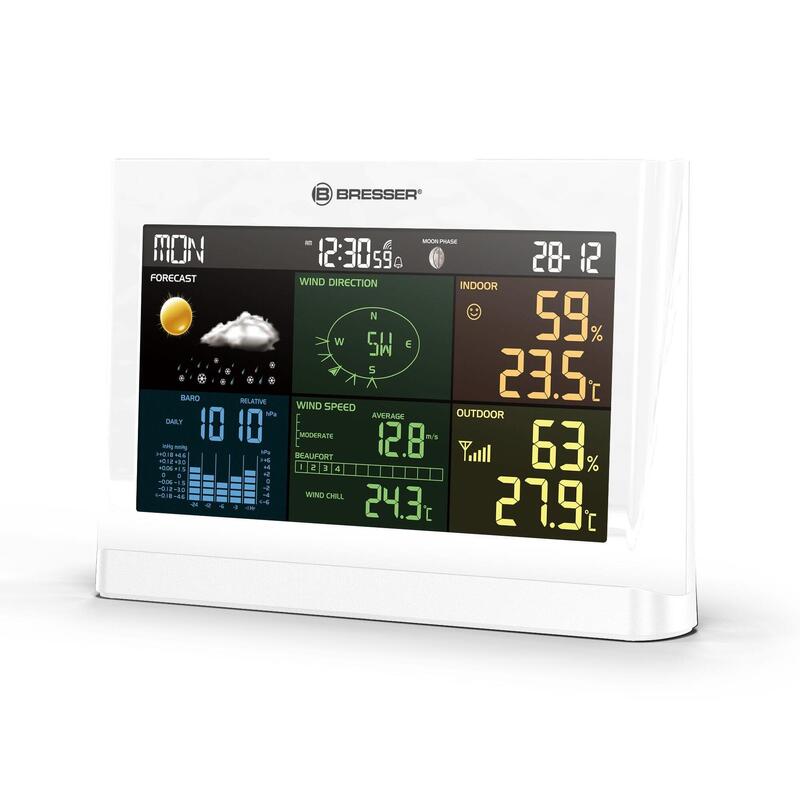 Centro meteo 5 in 1 Comfort con schermo a colori Bresser - Bianco