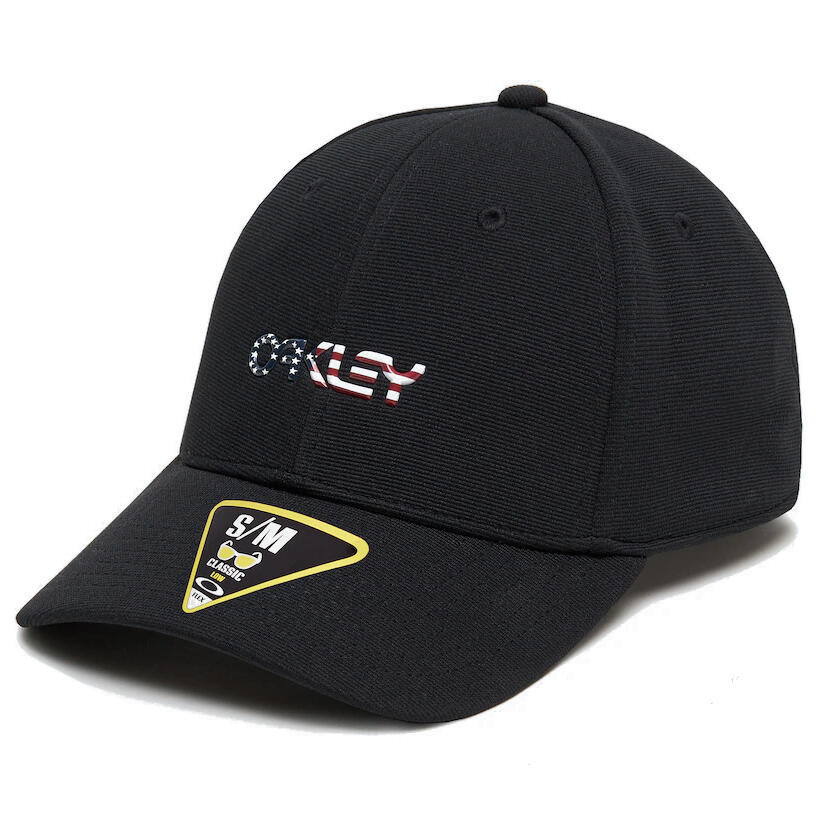 Oakley 6 PANEL STRETCH METALLIC HAT - BLACK/AMERICAN