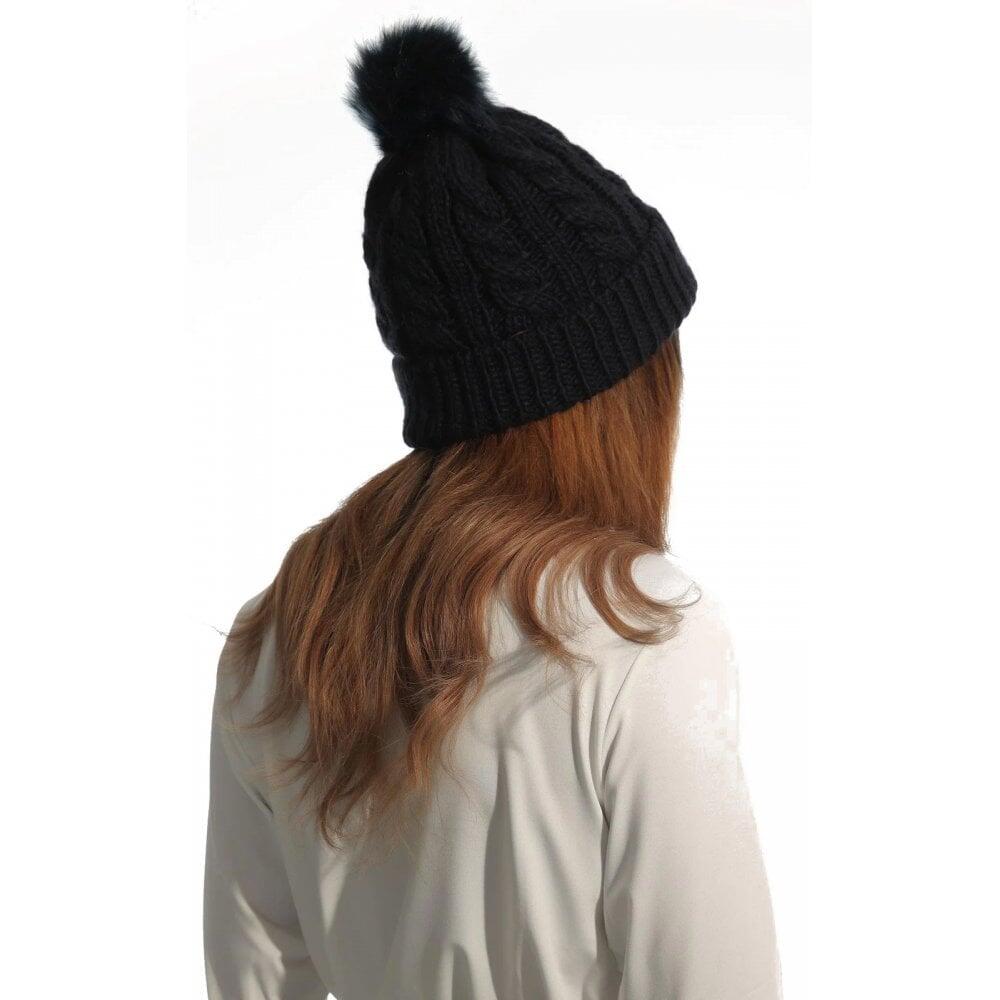 Ladies Faux Pom Pom Feeced Thermal Beanie Hat 2/2