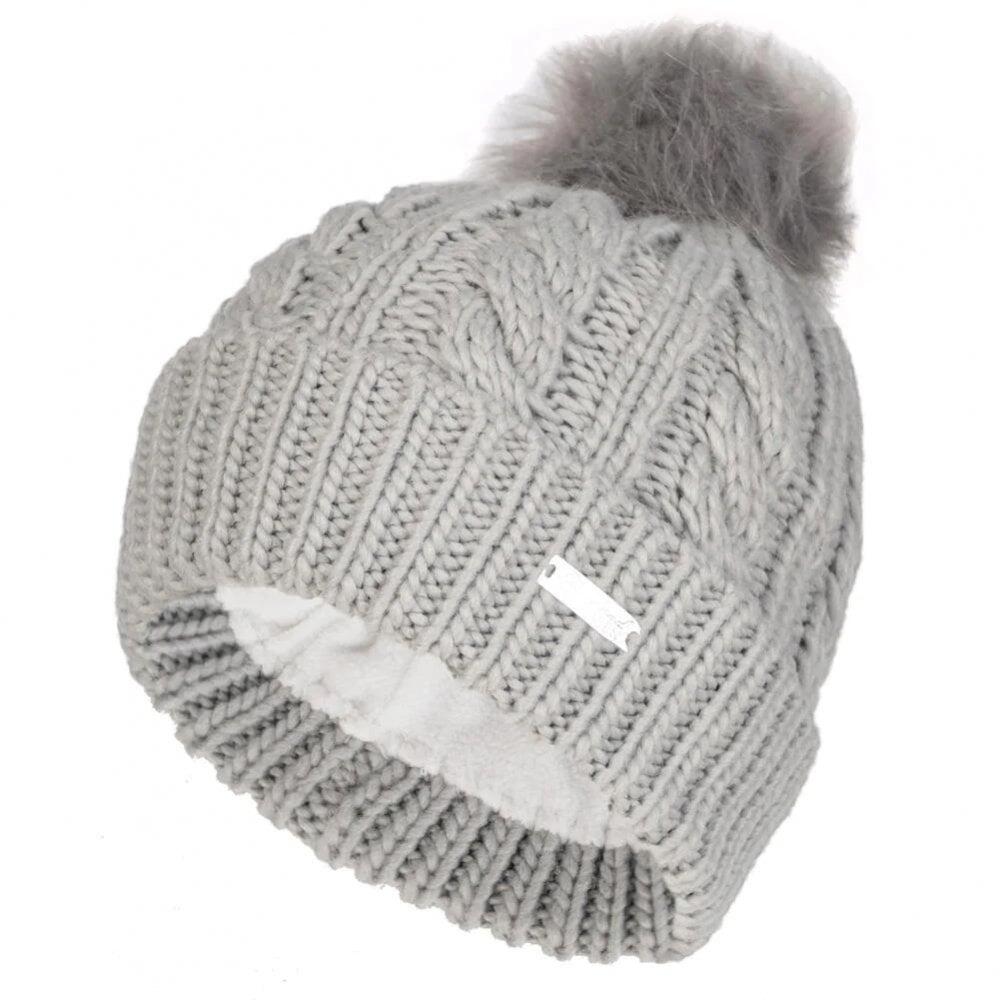 Ladies Faux Pom Pom Feeced Thermal Beanie Hat 1/5