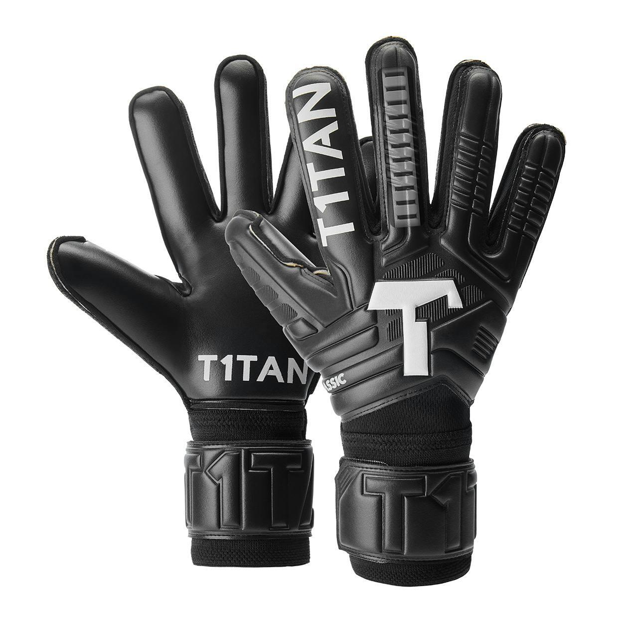 T1TAN Guanti da Portiere per Adulti Classic 1.0 Black-Out con Protezioni per le Dita