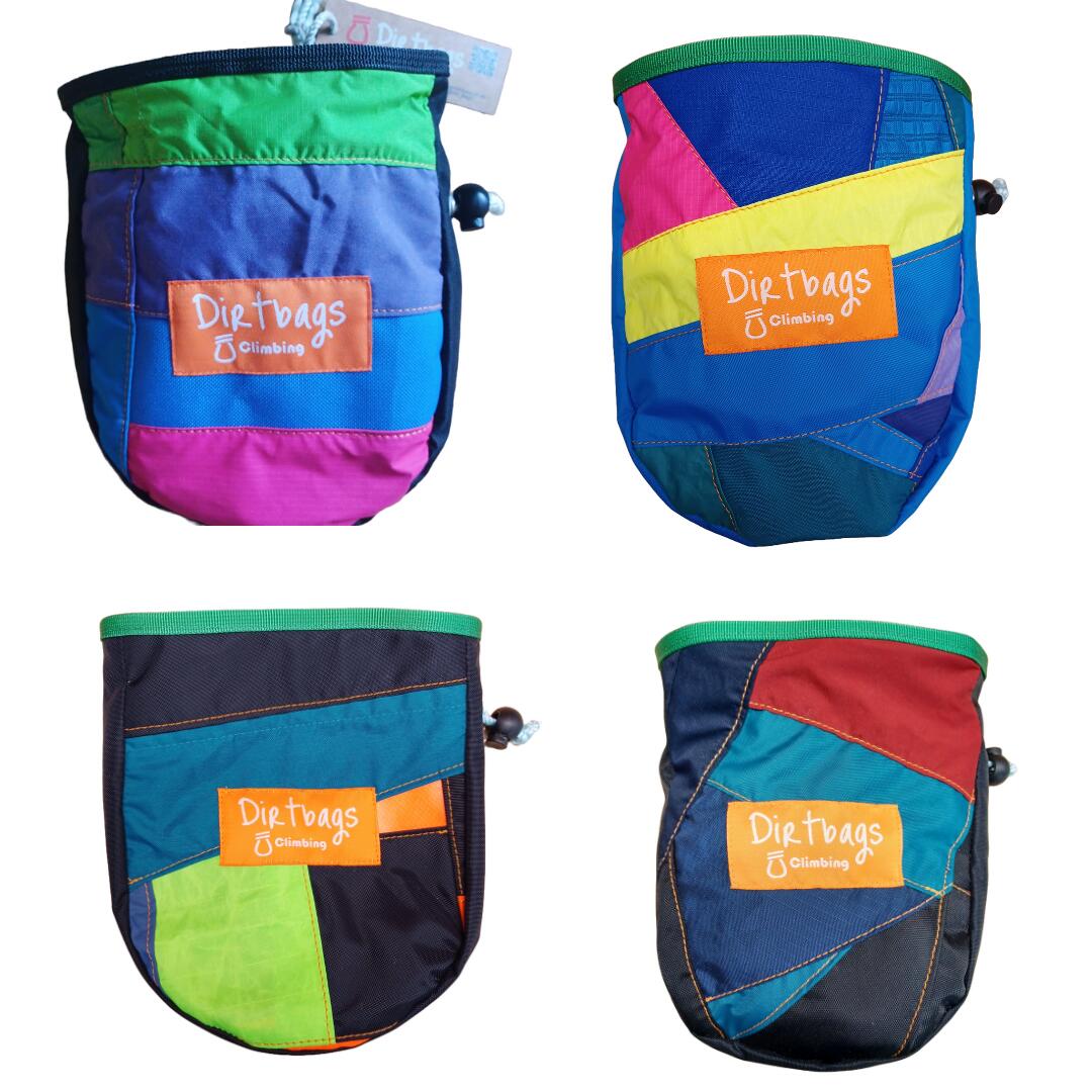 DIRTBAGS CLIMBING Upcycled fabric climbing chalk bag made in the UK