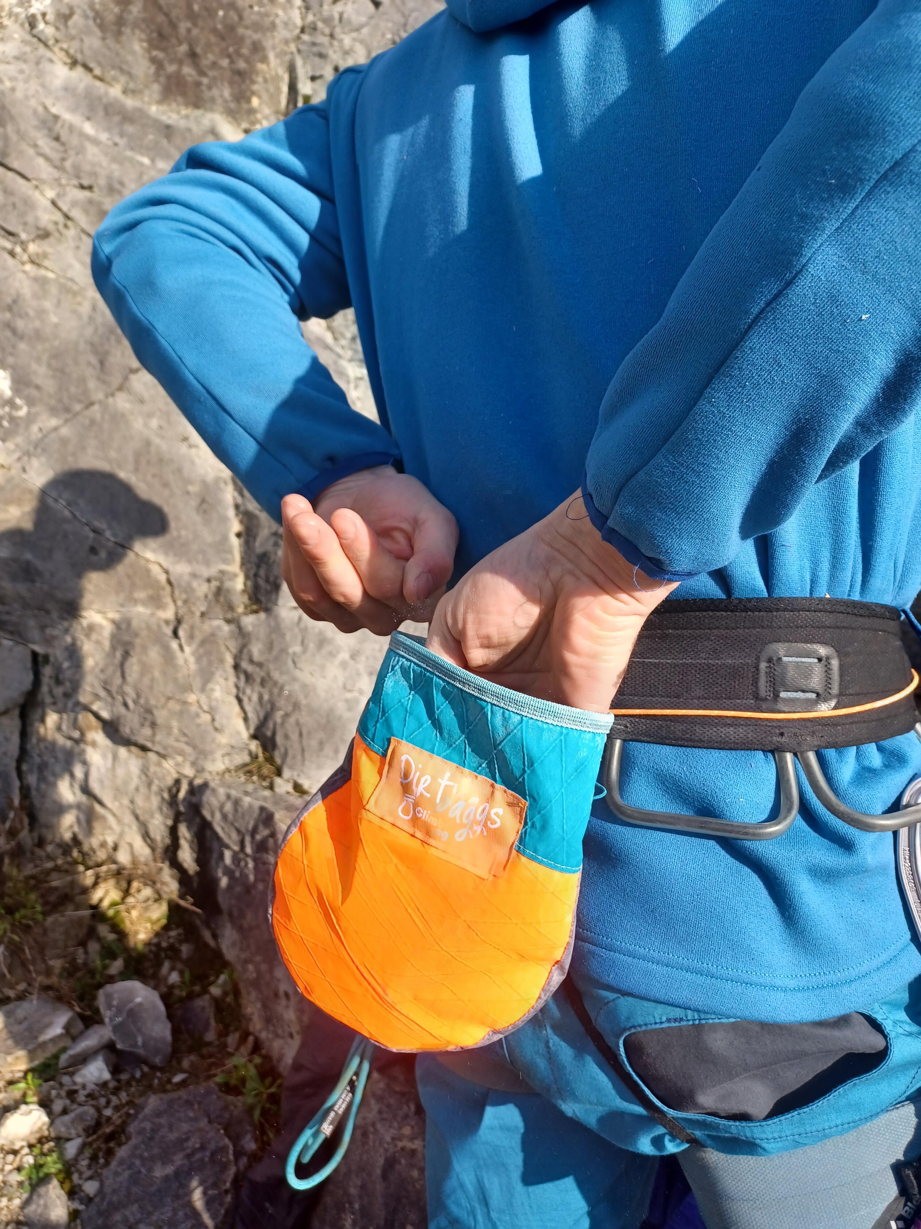Upcycled fabric climbing chalk bag made in the UK 4/4