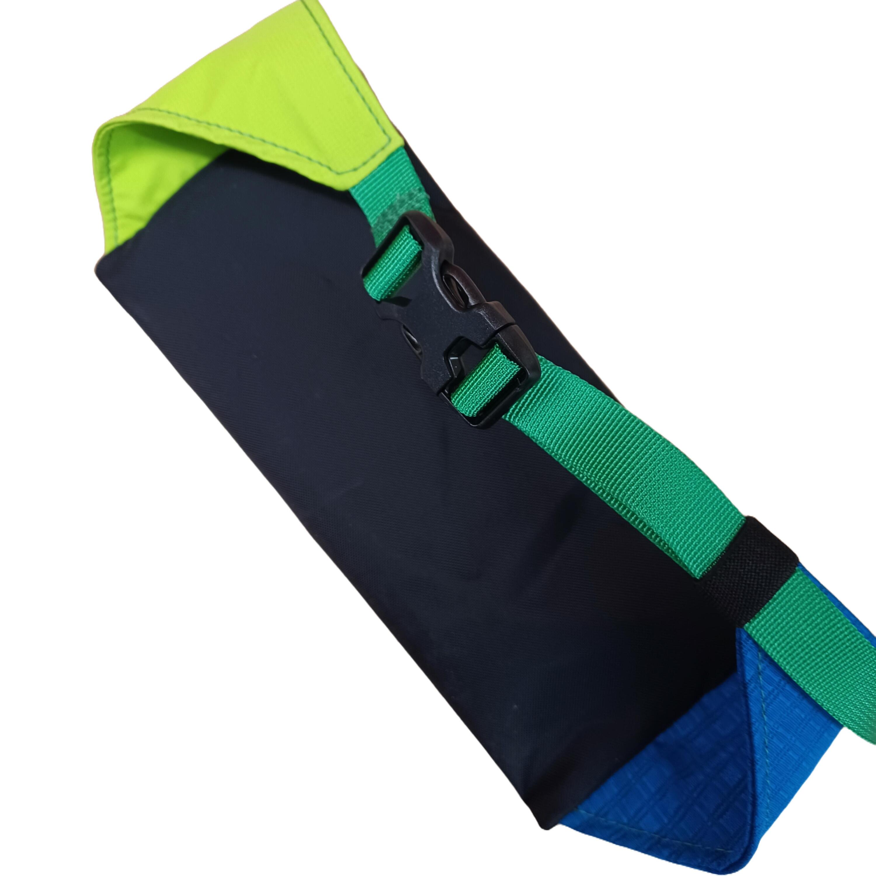 Lightweight bum bag / running belt made using upcycled fabrics. 2/3