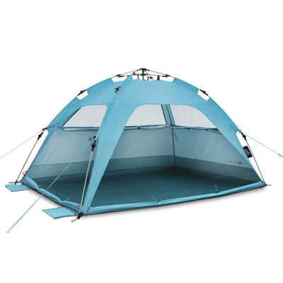 Strandmuschel Pop Up Quick Palm Strand Sandgrey Schnellaufbau UV80+ qeedo