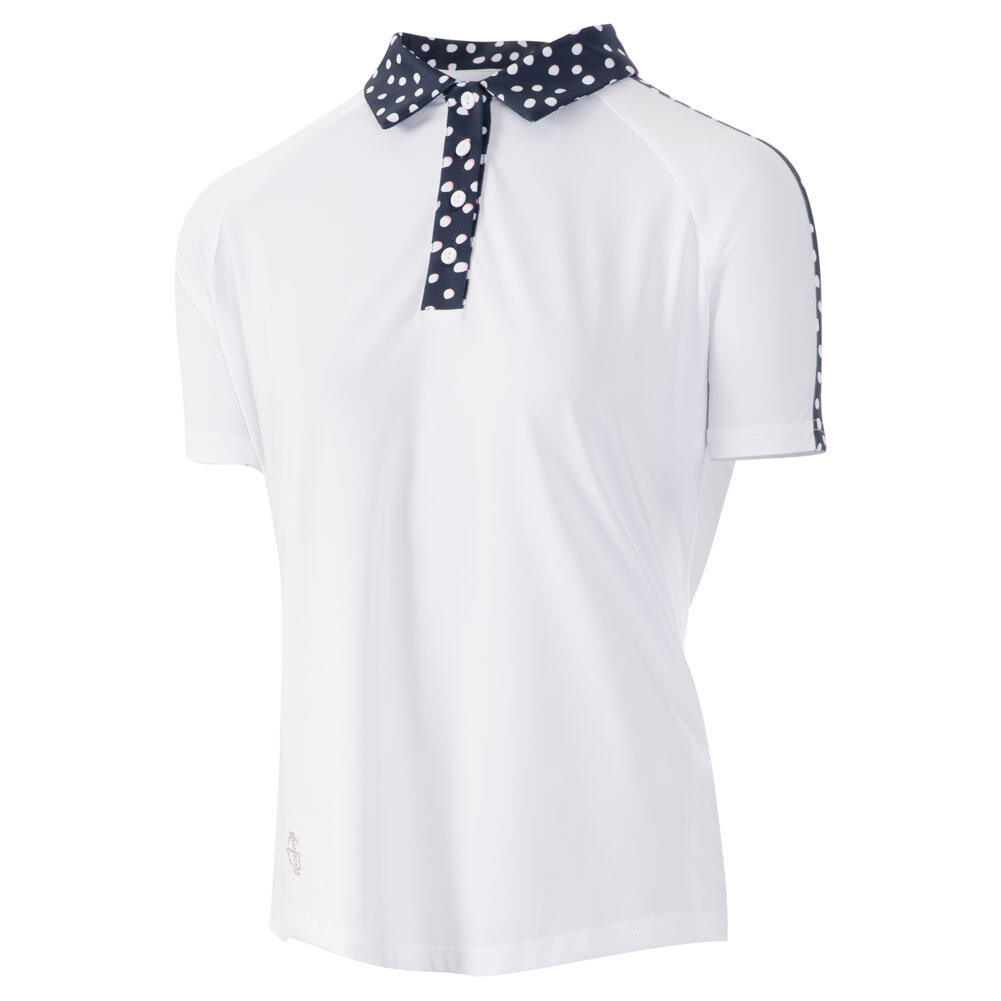 Ladies Printed Collar Raglan Golf Polo Shirt 1/3