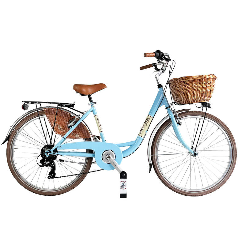 Bicicletta Venere Dolce Vita donna 26" con cesto - azzurro