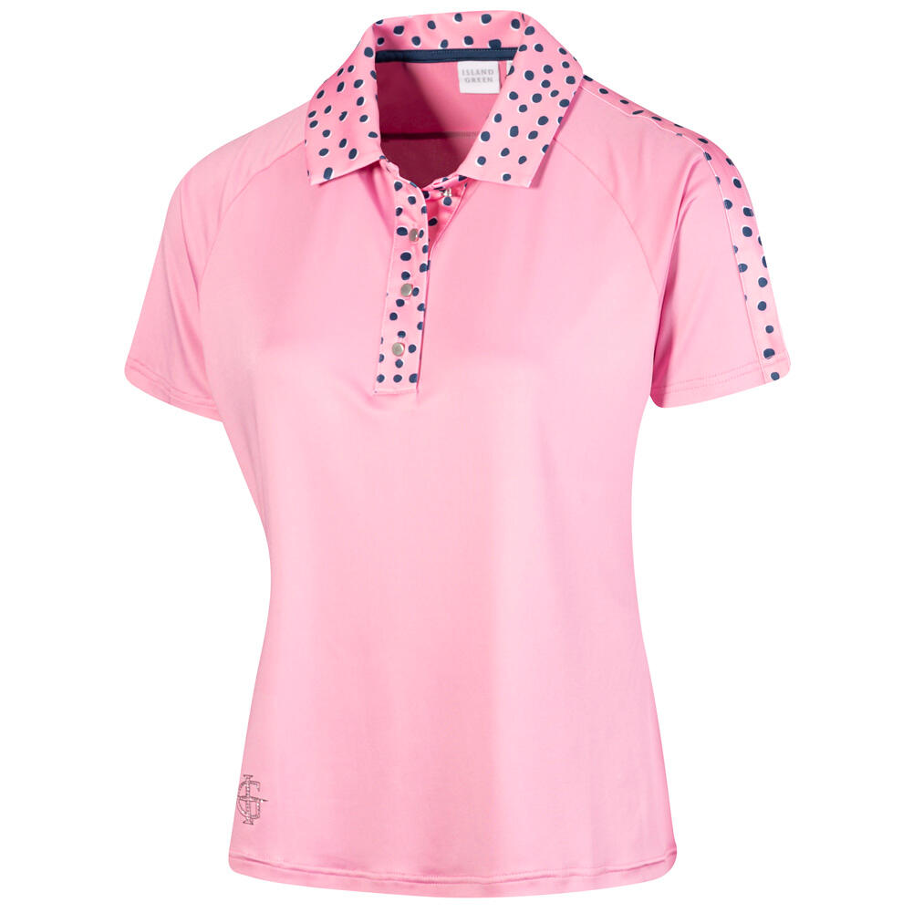 ISLAND GREEN Ladies Printed Collar Raglan Golf Polo Shirt