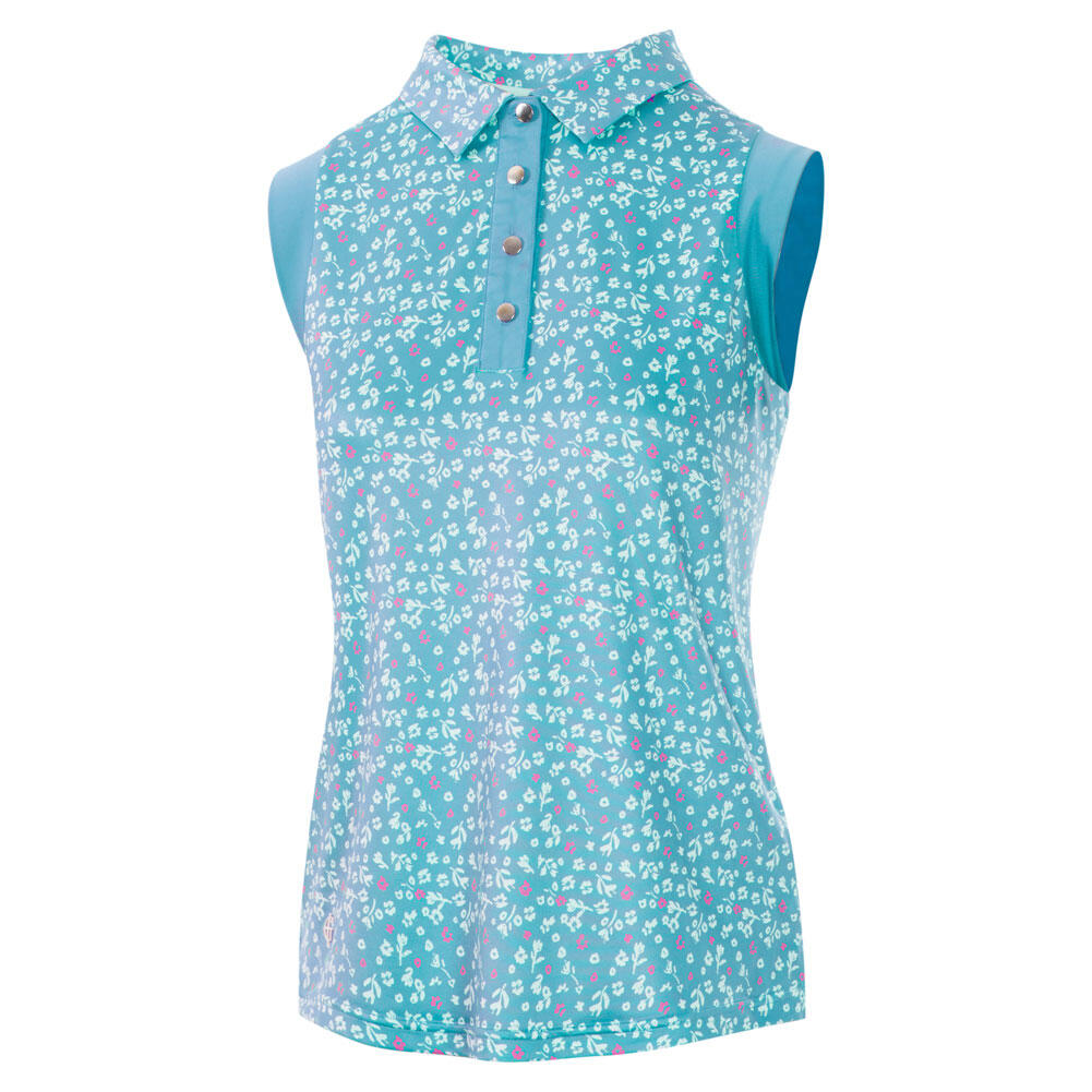 ISLAND GREEN Ladies All Over Floral Print Sleeveless Golf Polo Shirt