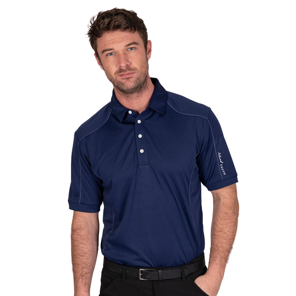 ISLAND GREEN Mens Top Stitch Golf Polo Shirt