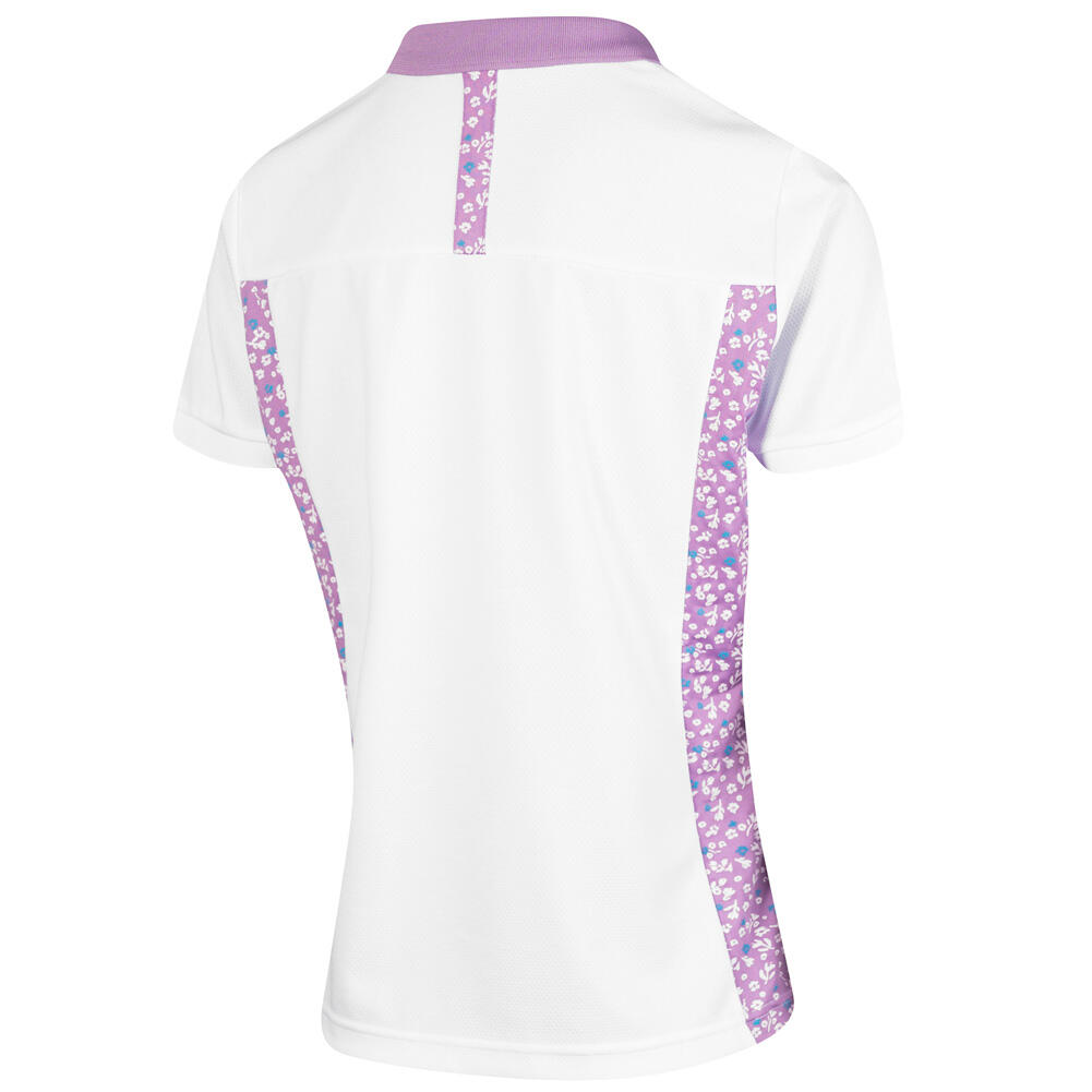 Ladies Panelled Floral Print Stretch Golf Polo Shirt 2/4