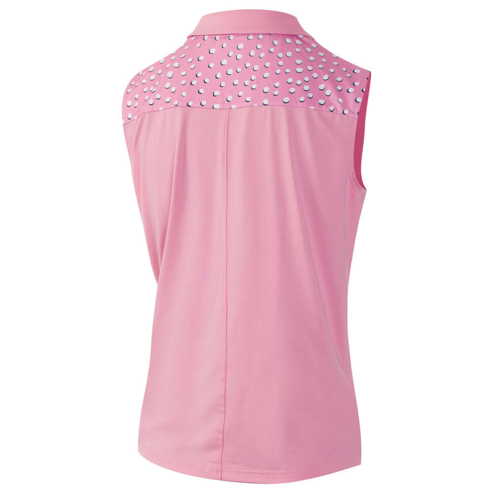 Ladies Sleeveless V Neck Spotted Print Golf Polo Shirt 2/3