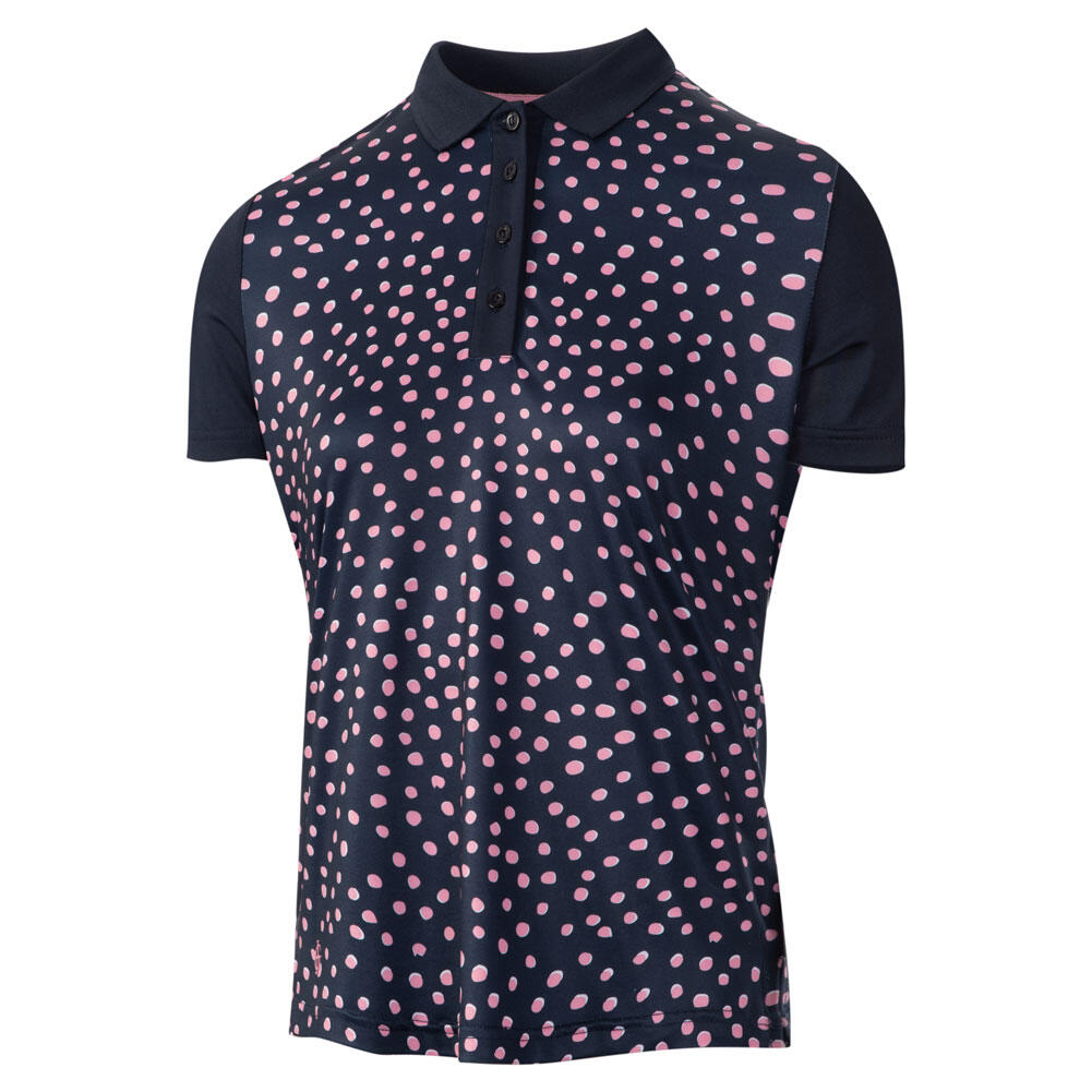 Ladies Spotted Print Short Sleeve Golf Polo Shirt 1/3