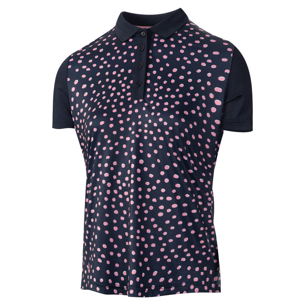 ISLAND GREEN Ladies Spotted Print Short Sleeve Golf Polo Shirt