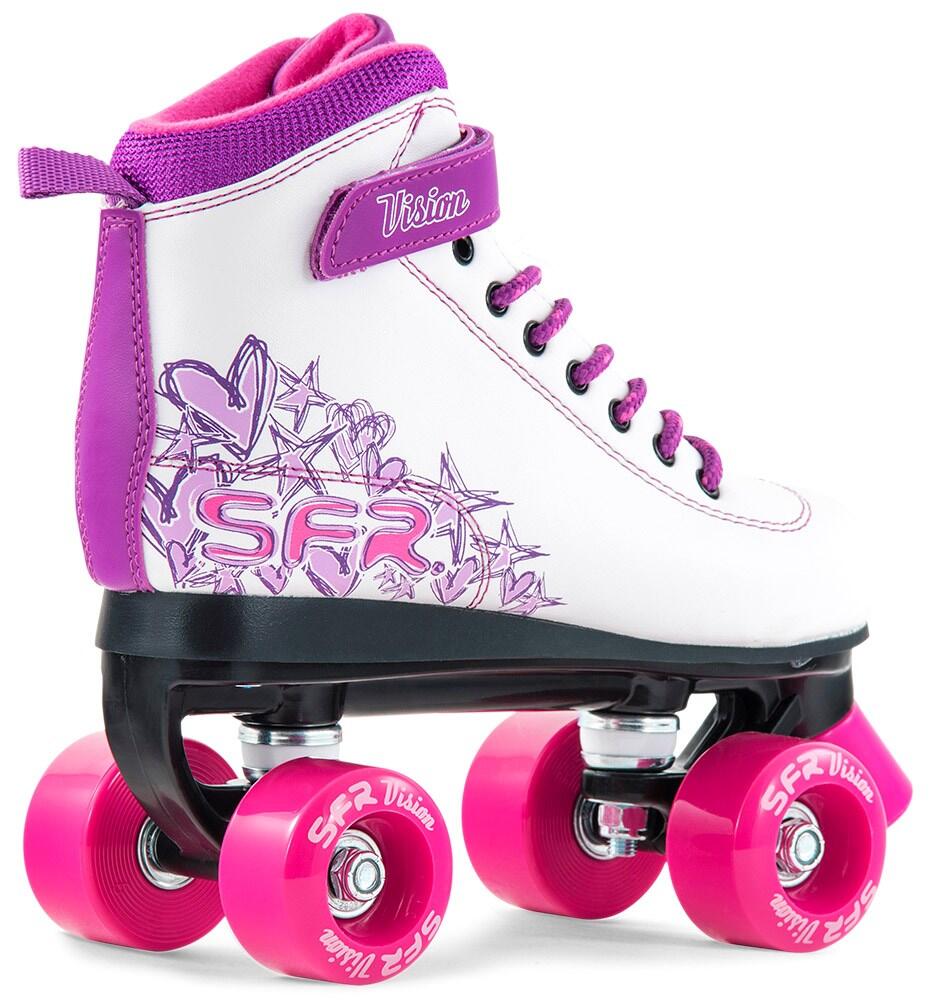 Vision II White/Pink Kids Quad Roller Skates 3/3